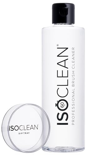 ISOCLEAN Makeup Brush Cleaner with Dip Tray - Easy Pour Liquid Makeup Cleaner for Makeup Brushes and Makeup Tools - Cleans Bristles - No Rinse Formula dries in 60 Seconds - Vegan, Cruelty-free - 275ml