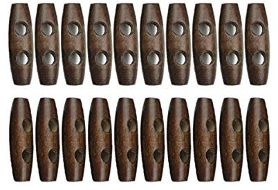 Bottoni a levetta in legno scuro, 20 pezzi, 30 mm, per cucito, scrapbooking, decorazioni, artigianato, shabby chic, lavori a maglia, confezione da 20(Marrone-30cm-20Pcs)