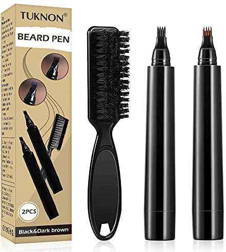 Bartfüller Stift, Bartfüllerstift, Wasserdicht Beard Filling Pen Kit, Beard Filler Pencil, Effektive Verbessern Gesichtshaar Bartstift für Schnurrbart & Augenbrauen, mit1 Bartbürste