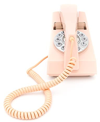 GPO Trim Phone, Push Button Retro Landline Corded Telephone, Authentic Bell Ring for Home, Hotels- (Carnation Pink)