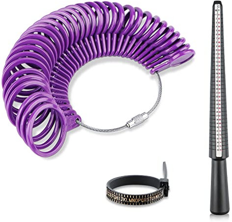 Ringmaßband 3 Stück,RUNEAY Kunststoff Ringgrössenmesser Ringdorn Set Fingerlehre Schmuckgrößen Messwerkzeug(UK EU USA Größe)