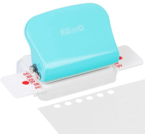 REAQUE Perforadora papel 6 agujeros, Para tamaños A4/A5/B5 (30/20/26 agujeros), Para perforar 5 hojas, Perfecto para anillas/espirales de encuadernacion (Azul Claro)