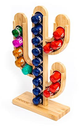 Porte capsules en bois de bambou, Porte capsule dolce gusto de café non seulement contenant des capsules mais aussi un organisateur utile pour la maison - un porte capsule Cactus solide et polyvalent