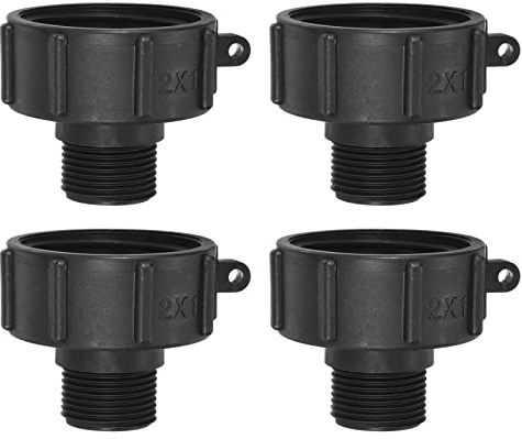 PATIKIL IBC Bolsa Adaptador S60x6 Gruesa Rosca 1 BSP Macho, 4 Piezas 275-330 Galón Drenaje Tapón Conector para Agua Tanque Jardín Manguera