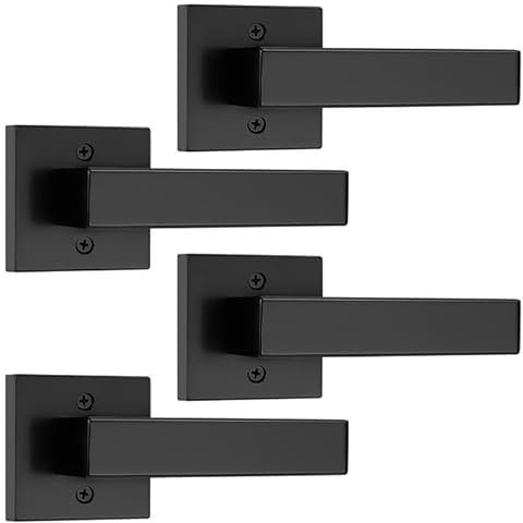 Probrico 4 Pack Black Dummy Door Levers Dummy Handles Heavy Duty Interior Levers Modern Non-Turning Door Hardware for French Door