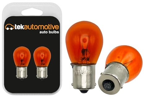 Tek Automotive 581 PY21W Car Bulb – Indicator Bulbs 12V 21W BAU15S, Orange | PY21W Bulbs for Turn Signal Car Lights - Twin Pack