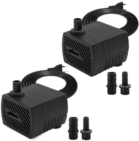 GERUI 2 mini pompa per acqua, 280 l/h, 4 W, 220 V-240 V, 50/60 Hz, volume d'acqua regolabile 8/13 mm, pompa per fontana, adatta per piccoli acquari, pompe per acquari, giardini