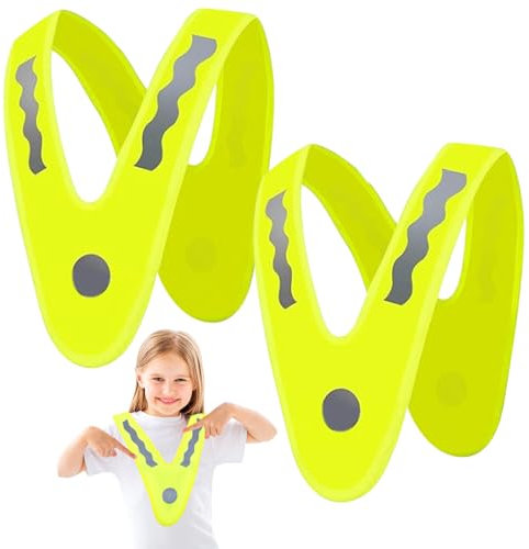 Kinder Warnwesten,Leuchtweste Kinder,Warnweste Kinder V-Form Warnweste Kind Gelb Leuchtweste Reflektorweste,für Kinder, Fahrrad, Auto Kinderwarnweste