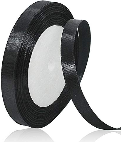 Nastro di raso nero largo 10 mm e lungo 22 m, nastro per confezioni regalo, artigianato fai-da-te, mazzi di fiori, progetti di cucito, creazione di fiocchi, decorazioni per compleanni e matrimoni
