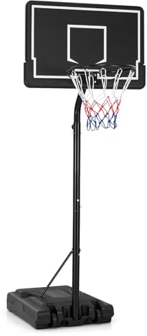 COSTWAY 10FT Basketball Backboard Hoop Set, 210-260cm Adjustable Basketball Hoop Net System with Wheels, Indoor Outdoor Basketball Stand for Kids Junior Adults