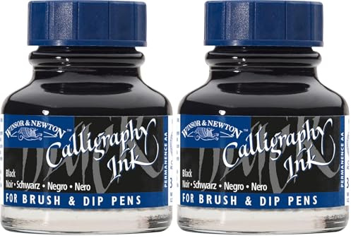 Winsor & Newton Calligraphy Ink Bottle, 30 ml - Black, 1111030 (Pack of 2)