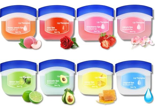 8 Stück Feuchtigkeitsspendend Lippenbalsam Set, Pflegender Lippenbalsam, Hydrating Lip Balm Set, Lip Sleeping Mask, für Feuchtigkeitsspendende und Lippenpflege