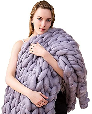 XFZJCHAP Coperte da tiro a Maglia Grossa per Letto Coperta appesantita Lavorata a Maglia, Coperta a Maglia Grossa in ciniglia Fatta a Mano, Coperta a Maglia Grossa a trecceA100x100cm
