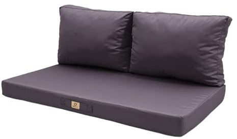 deco arts Coussins pour Salon de Jardin Déhoussable - Coussins extérieur - 120x60 cm - Coussin de Remplacement pour Fauteuil, Banc & Chaise d'extérieur - Imperméable & Confortable - Gris Carbone