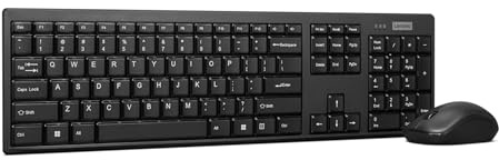Lenovo 100 tastiera e mouse wireless Combo 2.4G (mouse con sensore ottico, 1600 dpi, ricevitore nano USB, compatibile con Windows) Spagnolo QWERTY - Nero