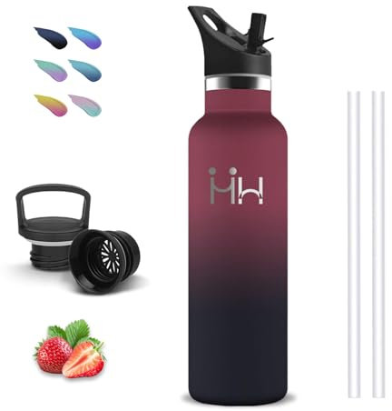 Borraccia Termica, 500ml Borraccia Bambini, Senza BPA, Borraccie con Cannuccia, Senza Perdite, Borraccie Acciaio Inox, Bottiglie Metallo, Doble Aislamiento, Borracce per Scuole, Uffici, Campeggio