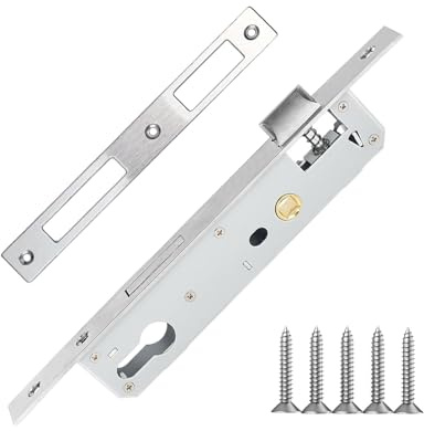 Cerradura de marco tubular para cilindro de perfil, cerradura de embutir de acero inoxidable, distancia de 115 mm, mandril de 23 mm, cerradura para cilindro de perfil izquierda/derecha (40 mm)