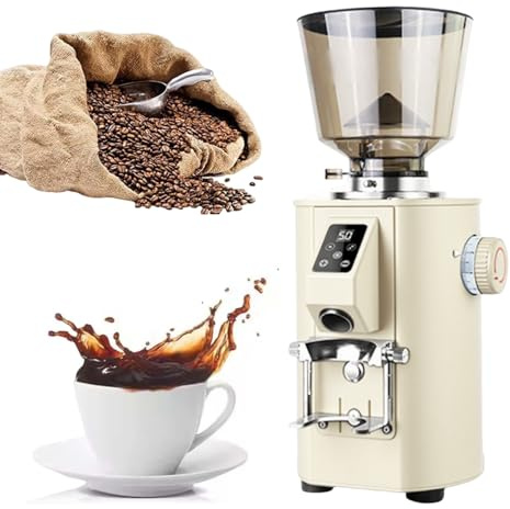 twostronking Macina Caffe' Elettrico, Macchina Caffe Macinato, Doppia modalità di Dosaggio, con Contenitore per Chicchi da 1 Libbra E Macina da 64,0 Mm, 9 Impostazioni di Macinatura Grossa/Fine White