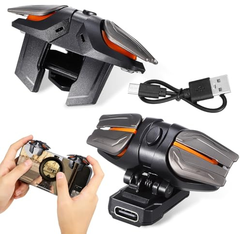 Ipetboom Set Trigger di Gioco per Controller Mobile con Guanti e Cavo di Ricarica, Alta Sensibilità, Protezione Schermo, Plastica Abs, Accessori per Gioco su Telefono Nero