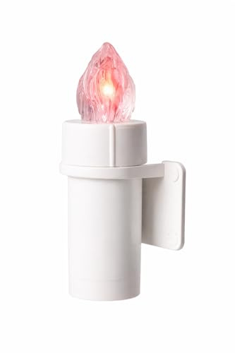 Lumino Elettrico a Batteria con Fiamma LED Rossa Intermittente e Supporto Adesivo – Luce Votiva per Loculo Cimiteriale, Uso Interno ed Esterno, ON/OFF, Pila Inclusa, Durata fino a 365 Giorni, Resisten