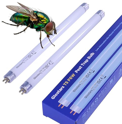 Glostars T5 F6W BL UV-ersättningsrör för elektrisk insekticid, 22,6 cm svart ljusrör för myggfälla/flugfälla 6/12W - set med 2