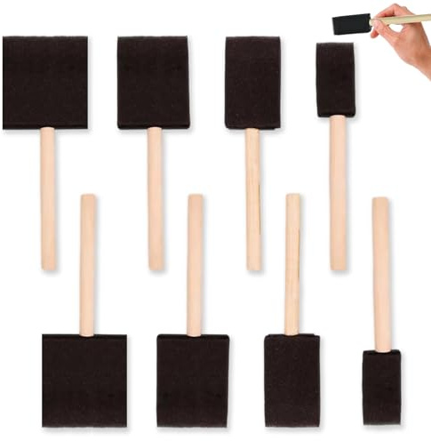 Weilin 8 Pcs Foam Brush, Paint Sponges, Foam Paint Brushes for Wood Stain, Black Sponge Brushes for Painting Acrylics, Varnishes, Wood Stain, DIY & Crafts (4 Sizes)