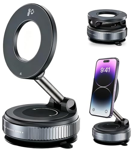 Auravale Soporte Móvil Coche Magnético 360°Rotación Ventosa de Vacío Fuerte