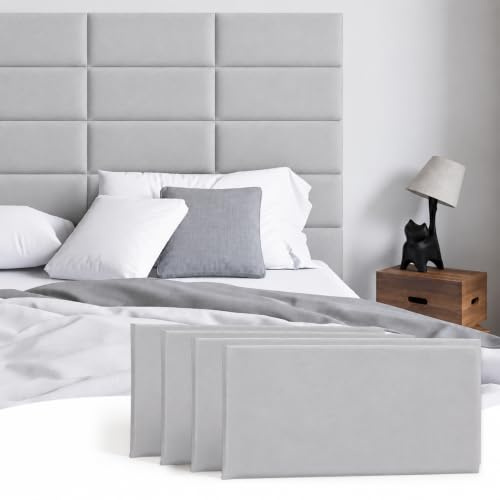 Btstil väggkudde vadderad sammet, 4 stycken 50 x 30 cm väggkuddar självhäftande för sänghuvuddel