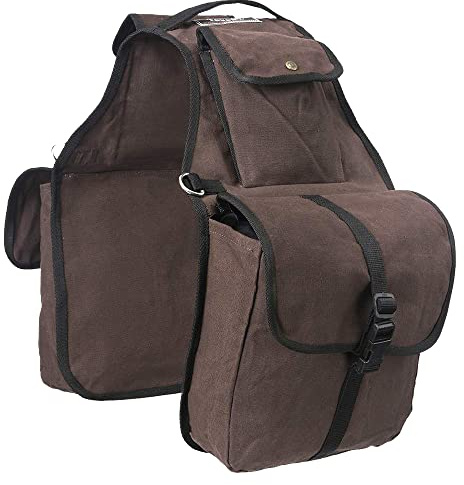 Tough-1 Canvas Saddle Bag for Horses - Brown
