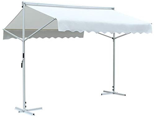 Festnight Standmarkise 3x3 m Creme | Gartenmarkise Sonnenschutz | Freistehende Markise für Balkon Terrasse Garten