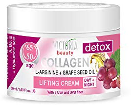 Victoria Beauty Collagen Creme, Anti Aging Gesichtscreme mit Hyaluronsäure, Niacinamide, Traubenkernöl und L-Arginine, Face Moisturizer, Wirkt gegen Falten, 50ml