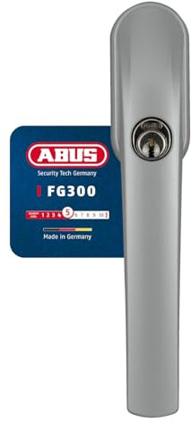 ABUS Poignée de Fenêtre Verrouillable FG300 AL0125 - Bouton de Fenêtre avec Cylindre Poussoir, à Verrouillage Identique - Niveau de Sécurité 5 - 89945 - Acier Inoxydable