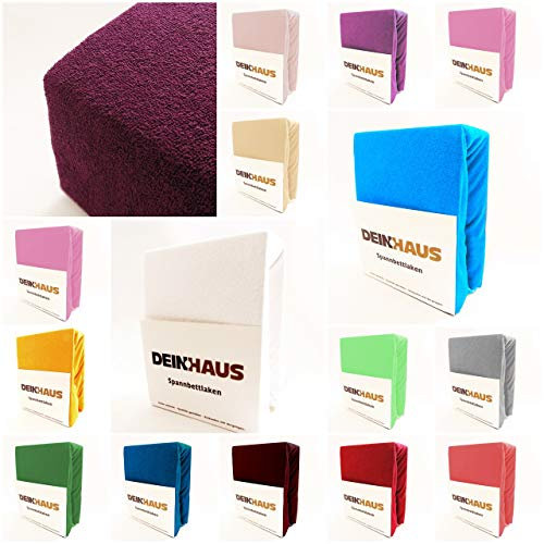 DH DEIN.HAUS Frottee Spannbettlaken 200 x 220 cm – Baumwolle, mit Gummizug, weich & pflegeleicht, Bettlaken – Farbe: Schwarzgrau