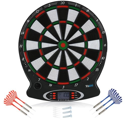 Dartscheibe Elektronisch Kinder, Elektronisches Dartboard Profi Erwachsene mit 6 Soft Tip Darts Elektronische Dartscheibe Set Outdoor mit LCD-Display Turnierscheibe Dartautomat E Dartboards