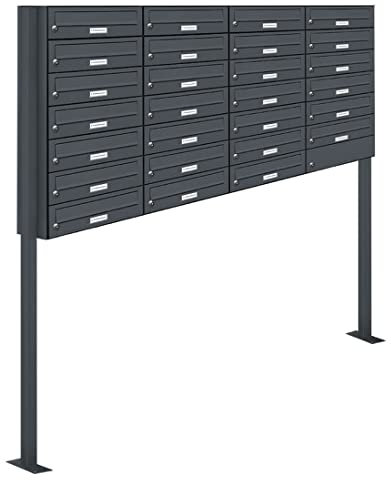 AL Briefkastensysteme 27er Standbriefkasten Standbriefkasten in Anthrazit Grau RAL 7016 27 Fach DIN A4 wetterfest Premium Briefkastenanlage