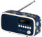 Laura Ashley Portable DAB Radio with Bluetooth - Built-in Rechargeable Battery Powered Radio - Digital DAB Radios Alarm Clock with Dual Alarms & Sleep Timer - DAB+ Radios Mains Powered - Elveden Navy