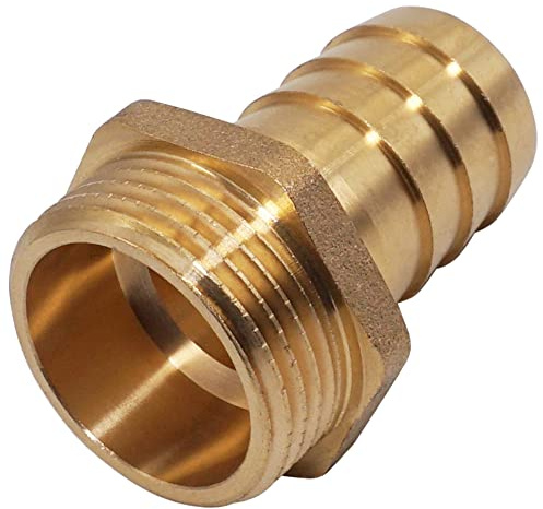 SKIR'CO 1 pc Male Thread Barb Brass Fitting 1 x 25 mm, Hose Barbed Adapter, Hose Tail Connector, BSP Thread