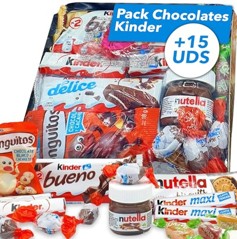 Super Bandeja Chocolates Kinder - Conguitos. +15 Chocolates. El Regalo Ideal de Día de la Madre, San Valentín, Cumpleaños, Bodas, Bautizos. Pack de Chocolates Kinder - Conguitos