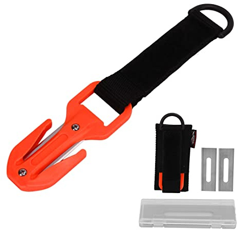Tnfeeon Tagliasagola di Sicurezza per Immersione, Manico in Fibra di Vetro, Doppi Lati, Lame Affilate, Tagliacinghia per Immersioni con Tagliasagola, Confezione per (Arancia)