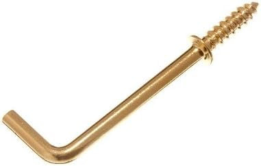 SISI UK Ganchos grandes de latón de 50 mm con rosca en forma de L, ganchos de rosca para colgar tazas, ganchos de tornillo en L para colgar fiestas, celebraciones, cuerdas de luz, paquete de 25