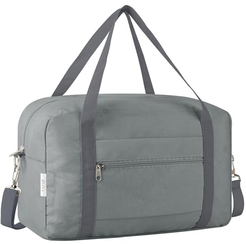 VAVOBIS Underseat Travel Bag - Small Hand Luggage, Carry On Duffle, Gym, Beach, Overnight, Flight & Weekend Bag for Women & Men, Grey with Shoulder Strap