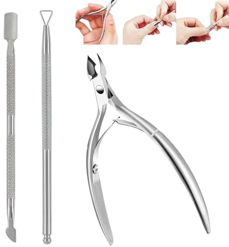 LAKJUOZ Taglia Cuticole Professionale,Pinza Per Cuticole,3 Pezzi Tronchese Unghie Acciaio Inox In Acciaio Inox,Esfolia I Piedi E Le Mani Con La Pelle Morta,Kit Di Strumenti Per Manicure Con Spingi Cut