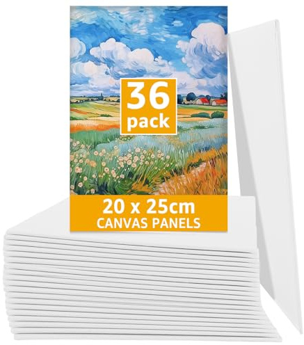 LDHHYH Pack de 36 Lienzos para Pintar 20 x 25 cm, Paneles de Lienzo Blanco para Oleo Acrilico Acuarela, Bastidor Carton Manualidades Arte Escuela Creativa Ninos Adultos