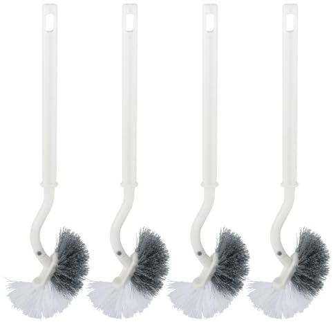 BATINO 4er Set WC Bürste mit Randreiniger, Toilettenbürste Klobürste mit randreiniger, WC Reinigungsbürste Langer Stiel klobürste Gebogen, WC-Bürste mit Tiefenreinigung Toter Ecken