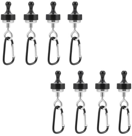 Sarini 8 PCS Magnet Camping Hooks,Heavy Duty Magnet Hook With Carabiner,Magnet Hanger D Shape Tent Buckles For Outdoor Tents Swivel Swing(Small)