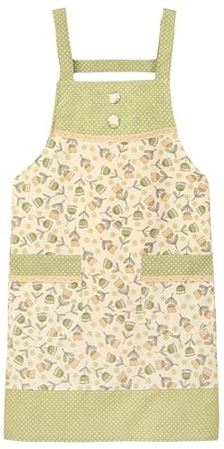 FAIRYGATE Vintage Flower Aprons with Pockets - Adjustable Canvas Kitchen Aprons for Cooking & Baking