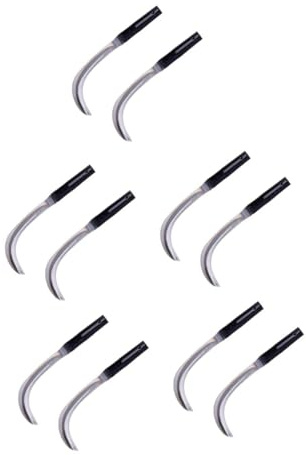 Toddmomy 2pcs Manganese Steel Scythe Knife Long Handle Reaping Hook for Garden Rustproof Reaping Harvest Agricultural Tool