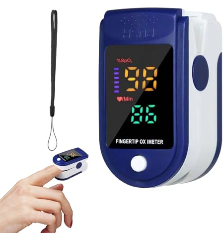 Finger Pulse Oximeter,Led Spo2 Monitor for Adults & Kids,Oxygen Monitor Finger Adults,Accurate Blood Oxygen Saturation Meter with Hanging Chain for Home/Travel/Hospital Use(Blue)