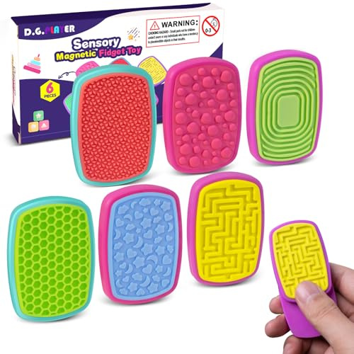 D.G.PLAYER Sensory Magnetic Fidget Toys for Kids Adults, Silicone Fidget Slider Stress Anxiety Relief, Autism ADHD Sensory Toys, Classroom Office Desk Must Haves - Travel School Birthday Gifts