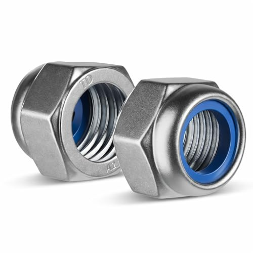 Befestigungstechnik F.R. Sechskantmuttern DIN 985|Edelstahl A2 (V2A) selbstsichernde Muttern|metrisches Gewinde M3-M16|Industrie, Werkstatt, Heimwerker|witterungsresistent|10,25,50,100 Stk. (25x, M4)
